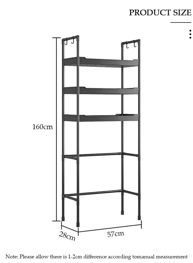 DUNISO 3 Tier Storage Shelves, Stable Bathroom Shelf Organizer, Storage Rack with Armrests, Removable Free Standing Rack, Multipurpose Rack for Over The Toilet Bathroom, Shelving Unit for Laundry Room,Living Room,Garage,Pantry,Study Room - Image 2